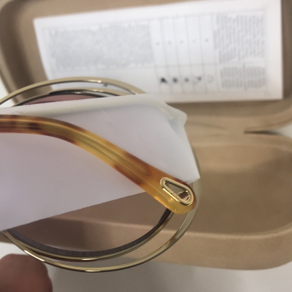 Chloe Carlina 59mm Round Sunglasses Gold Ivory Oversize Concentric Circl… - Picture 5 of 7